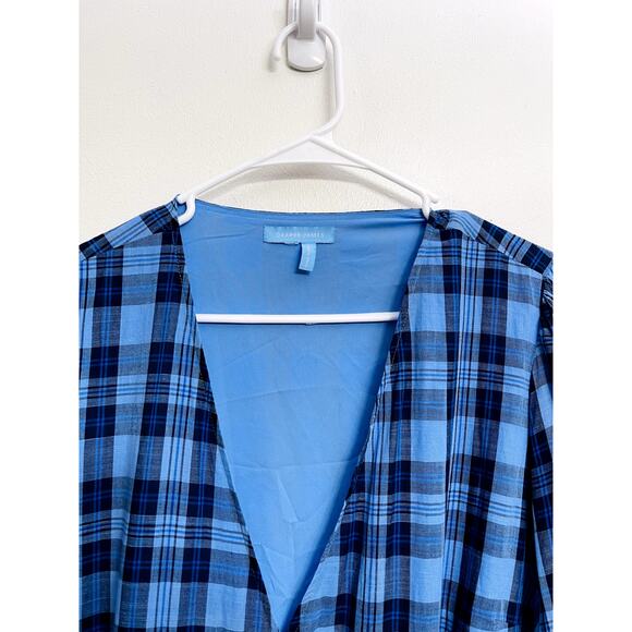 Draper James Women's Reba Wrap Dress Size 6-8 Blue Plaid Preppy Academia Classic - Picture 3 of 3